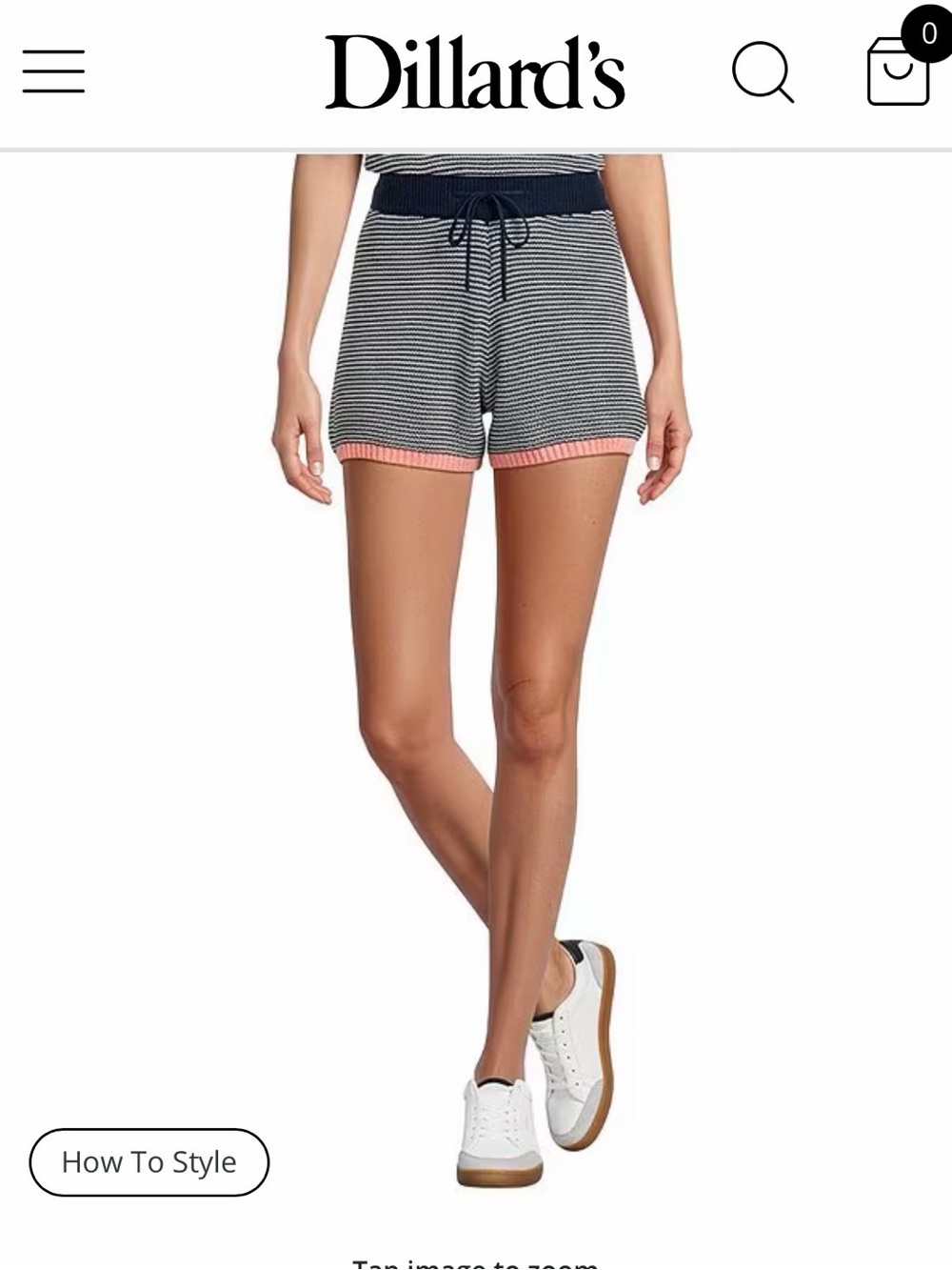 Skies Are Blue-Striped High Rise Sweater Shorts - Picture 1 of 5
